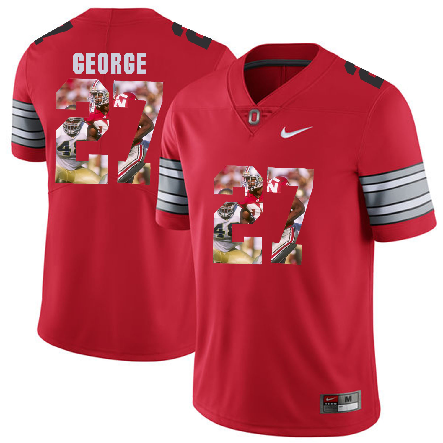 Men Ohio State 27 George Red Fashion Edition Customized NCAA Jerseys